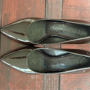 Sam Edelman Women's Patent Pointed-Toe Pumps in Dark Brown